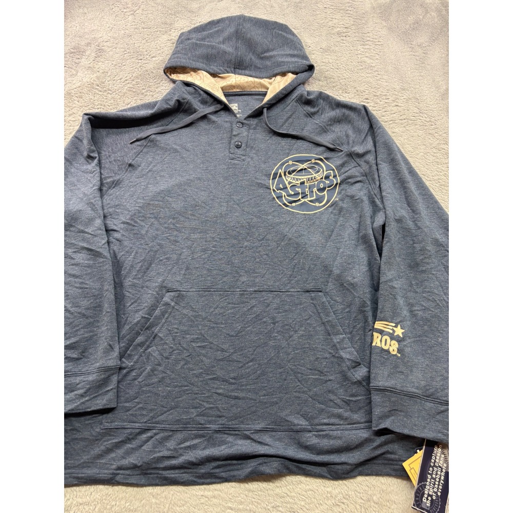 Cooperstown Collection Houston Astros Blue Henley Hoodie Mens XL NWT MLB Retro